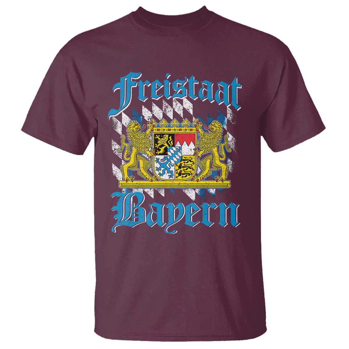 Freustaat Bayern T Shirt Bavaria German Munich Oktoberfest TS11 Maroon Print Your Wear