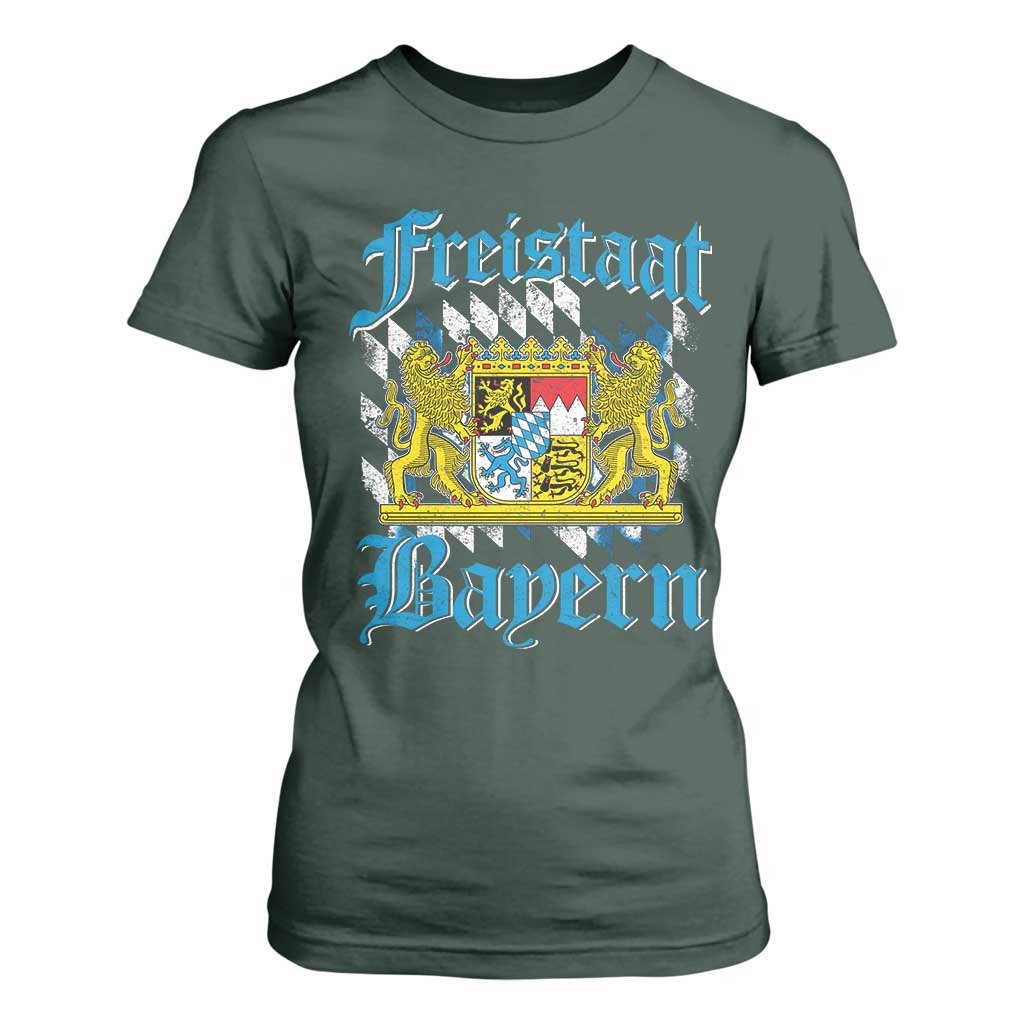 Freustaat Bayern T Shirt For Women Bavaria German Munich Oktoberfest TS11 Dark Forest Green Print Your Wear