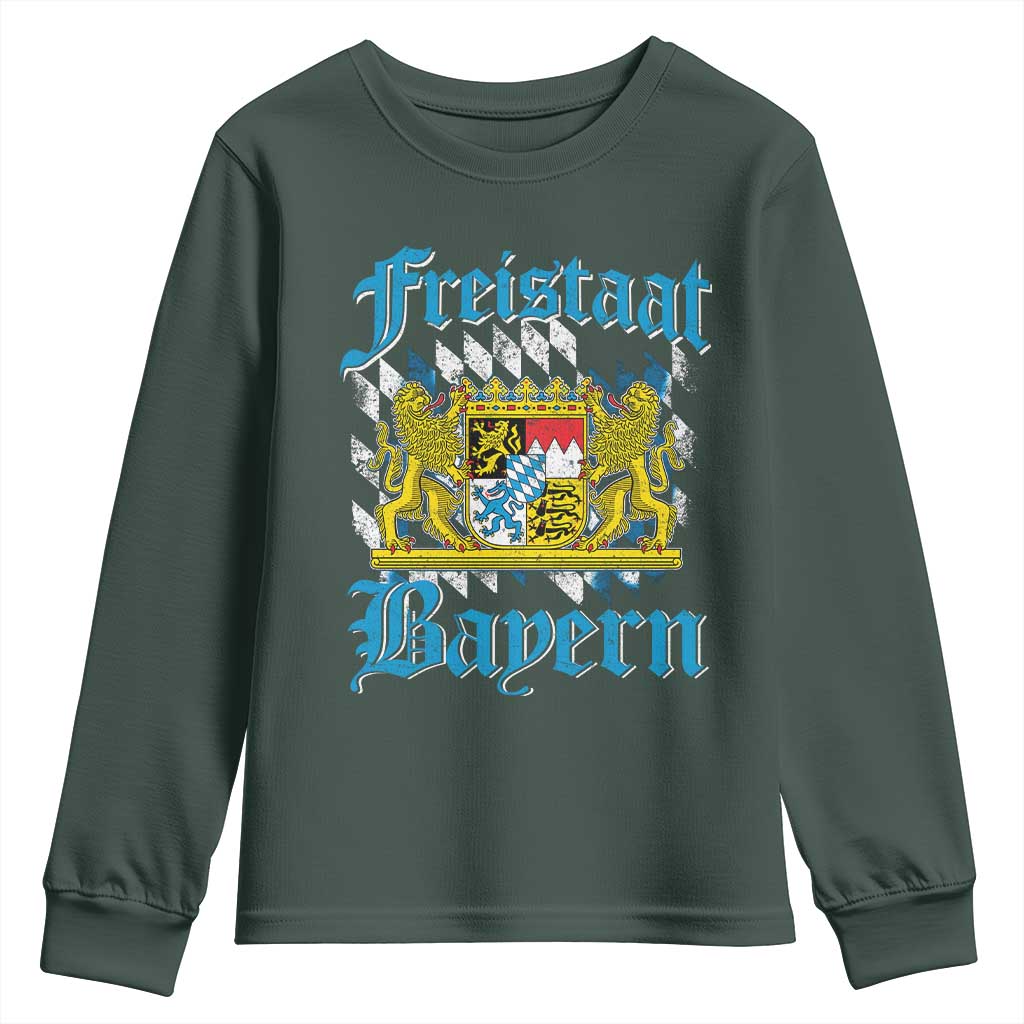 Freistaat Bayern Youth Sweatshirt Bavaria German Munich Oktoberfest TS11 Dark Forest Green Print Your Wear
