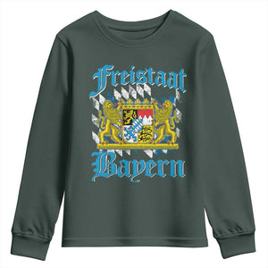 Freustaat Bayern Youth Sweatshirt Bavaria German Munich Oktoberfest TS11 Dark Forest Green Print Your Wear