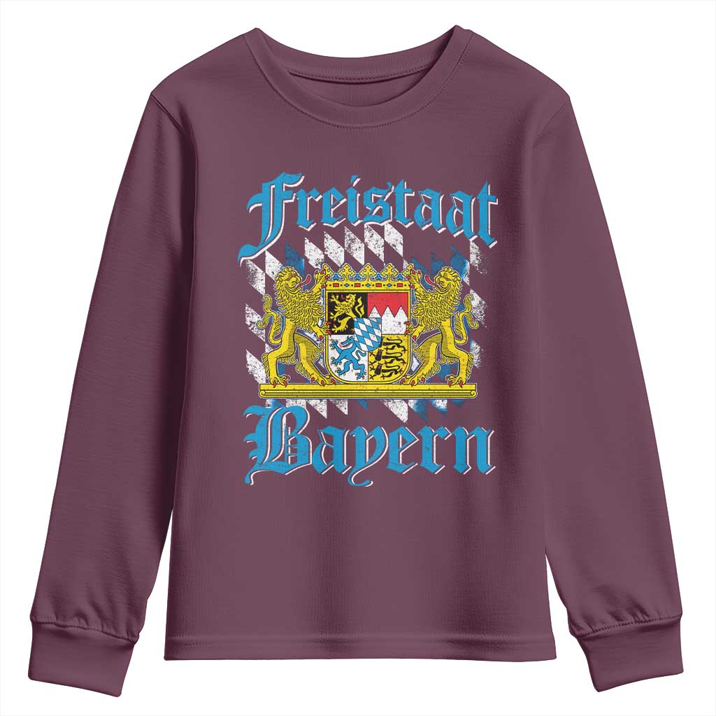 Freistaat Bayern Youth Sweatshirt Bavaria German Munich Oktoberfest TS11 Maroon Print Your Wear