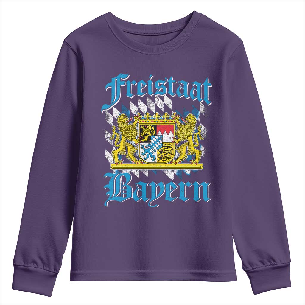 Freistaat Bayern Youth Sweatshirt Bavaria German Munich Oktoberfest TS11 Purple Print Your Wear