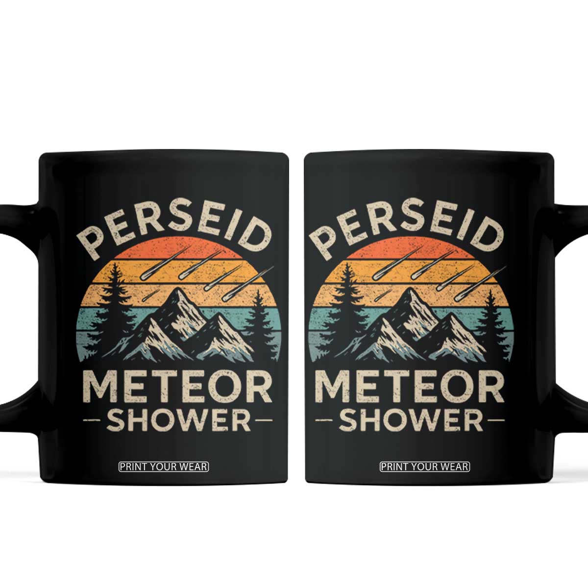 Perseid Meteor Shower Coffee Mug Shooting Stars Astronomy Vintage Mountain TS11 Black Print Your Wear