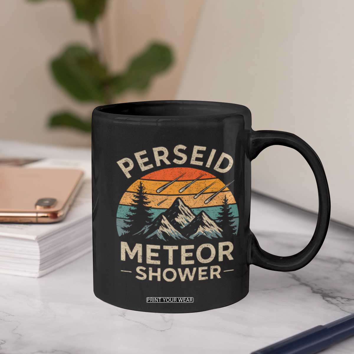 Perseid Meteor Shower Coffee Mug Shooting Stars Astronomy Vintage Mountain TS11 Print Your Wear