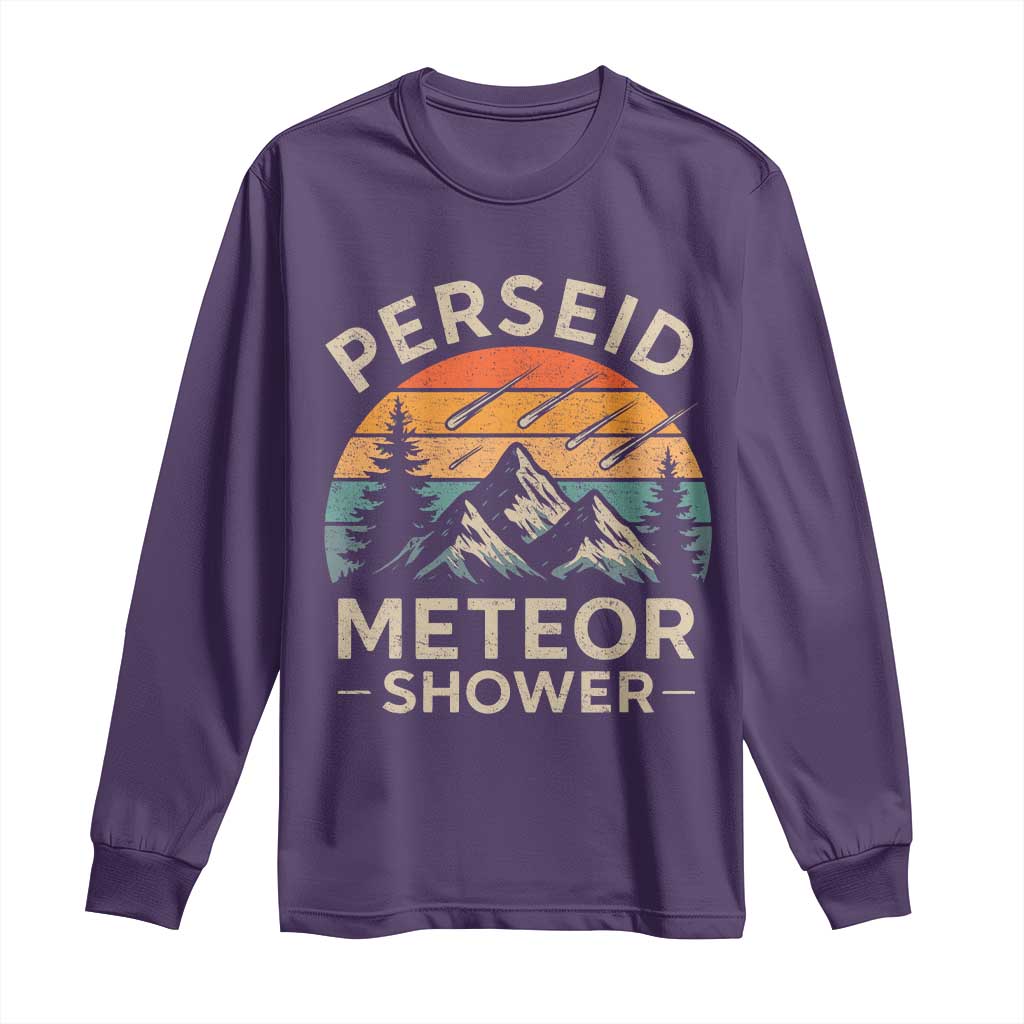 Perseid Meteor Shower Long Sleeve Shirt Shooting Stars Astronomy Vintage Mountain TS11 Purple Print Your Wear