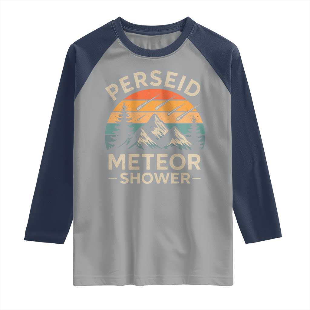 Perseid Meteor Shower Raglan Shirt Shooting Stars Astronomy Vintage Mountain TS11 Sport Gray Navy Print Your Wear