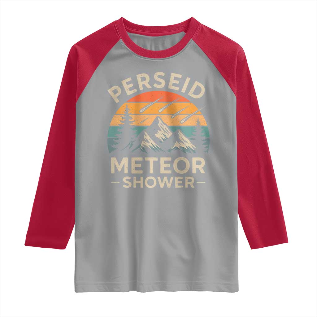 Perseid Meteor Shower Raglan Shirt Shooting Stars Astronomy Vintage Mountain TS11 Sport Gray Red Print Your Wear