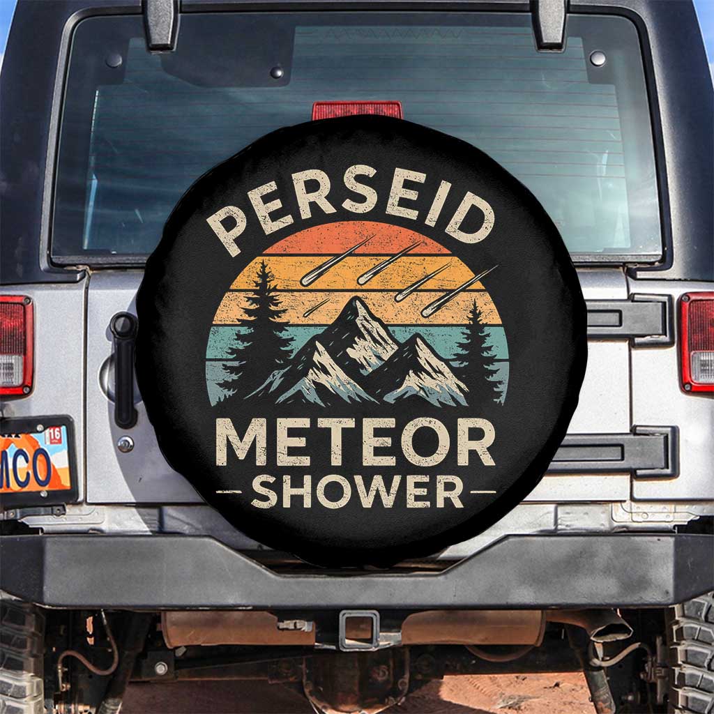 Perseid Meteor Shower Spare Tire Cover Shooting Stars Astronomy Vintage Mountain TS11 No hole Black Print Your Wear