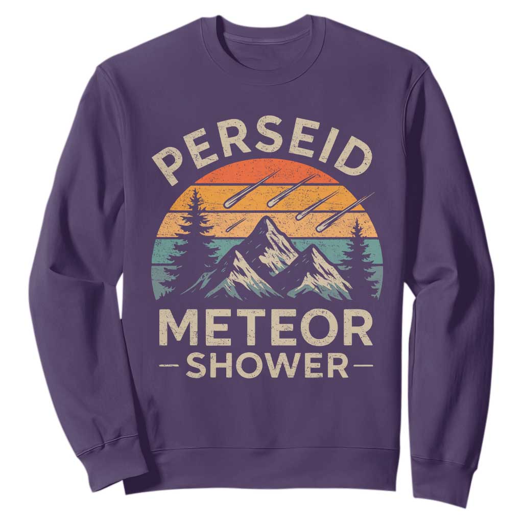 Perseid Meteor Shower Sweatshirt Shooting Stars Astronomy Vintage Mountain TS11 Purple Print Your Wear