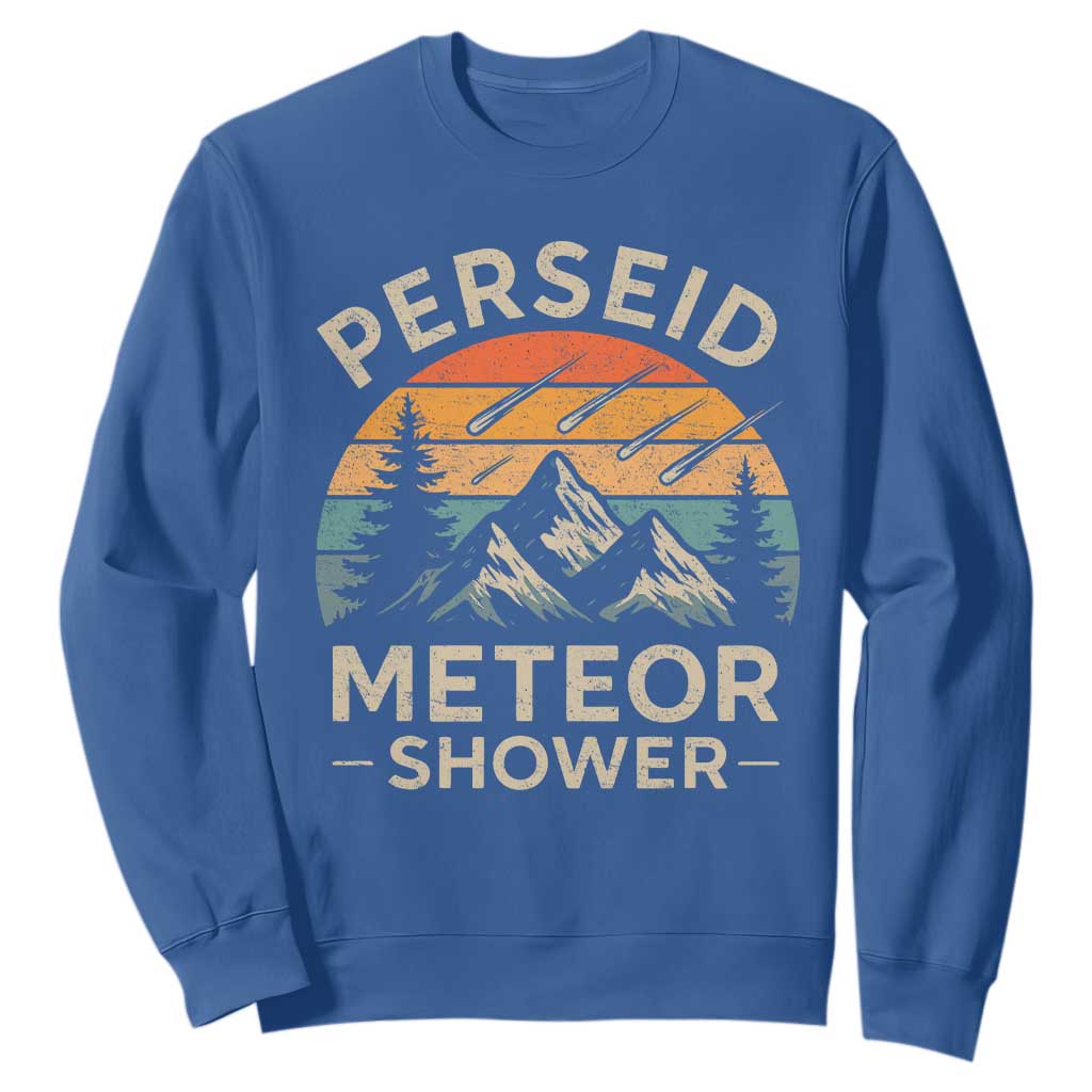 Perseid Meteor Shower Sweatshirt Shooting Stars Astronomy Vintage Mountain TS11 Royal Blue Print Your Wear