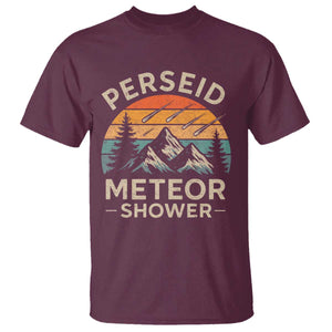 Perseid Meteor Shower T Shirt Shooting Stars Astronomy Vintage Mountain TS11 Maroon Print Your Wear