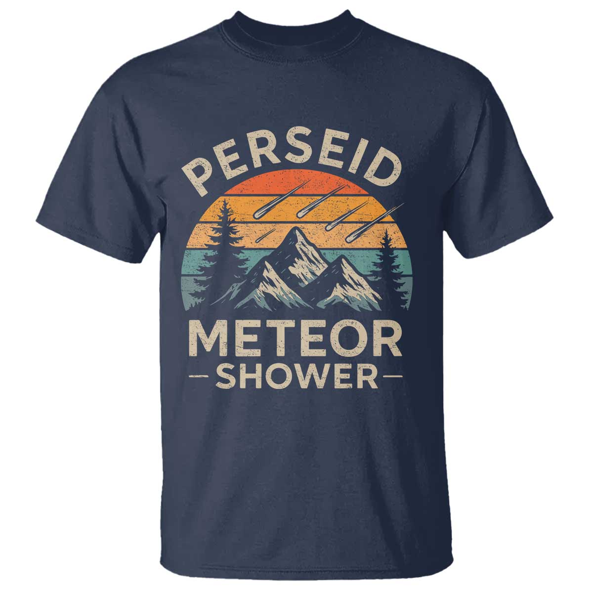 Perseid Meteor Shower T Shirt Shooting Stars Astronomy Vintage Mountain TS11 Navy Print Your Wear