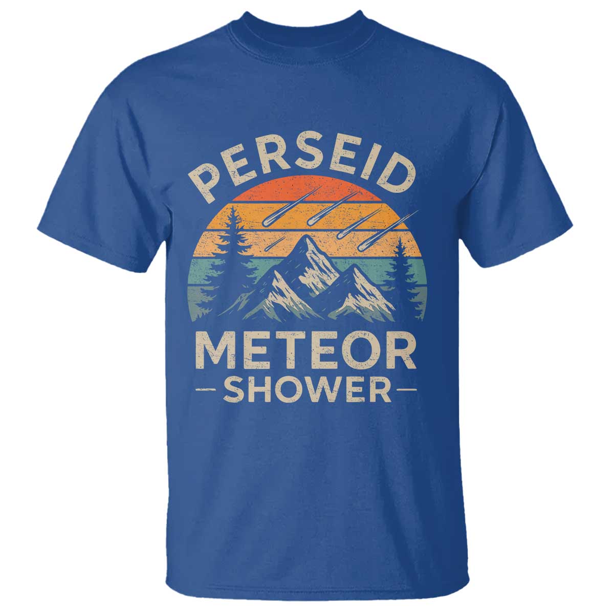 Perseid Meteor Shower T Shirt Shooting Stars Astronomy Vintage Mountain TS11 Royal Blue Print Your Wear