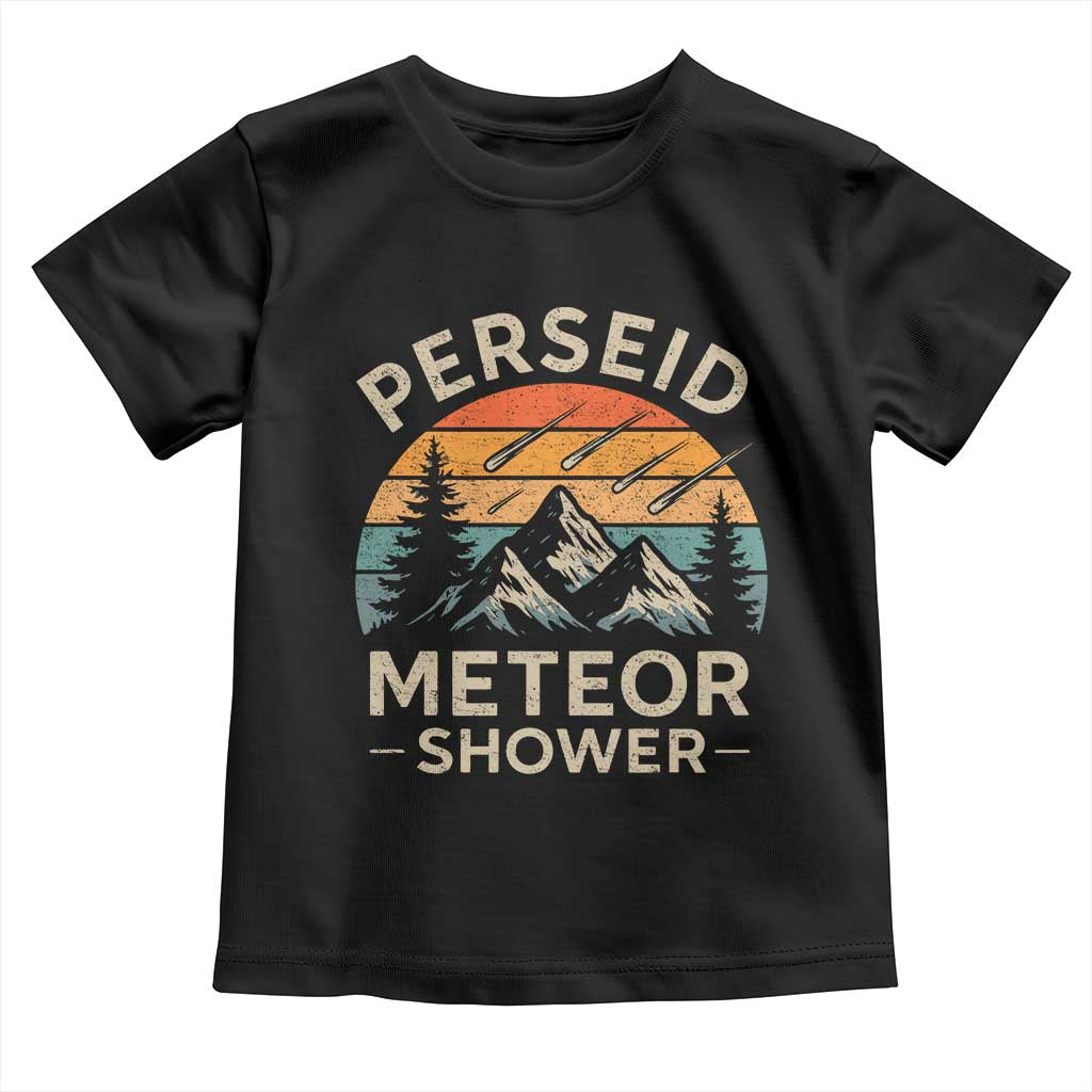 Perseid Meteor Shower Toddler T Shirt Shooting Stars Astronomy Vintage Mountain - Print Your Wear