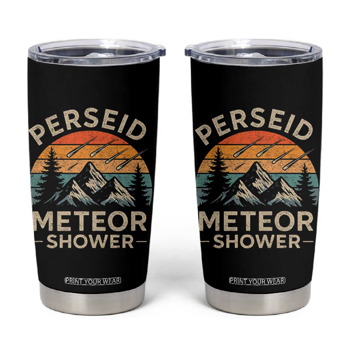 Perseid Meteor Shower Tumbler Cup Shooting Stars Astronomy Vintage Mountain TS11 Black Print Your Wear