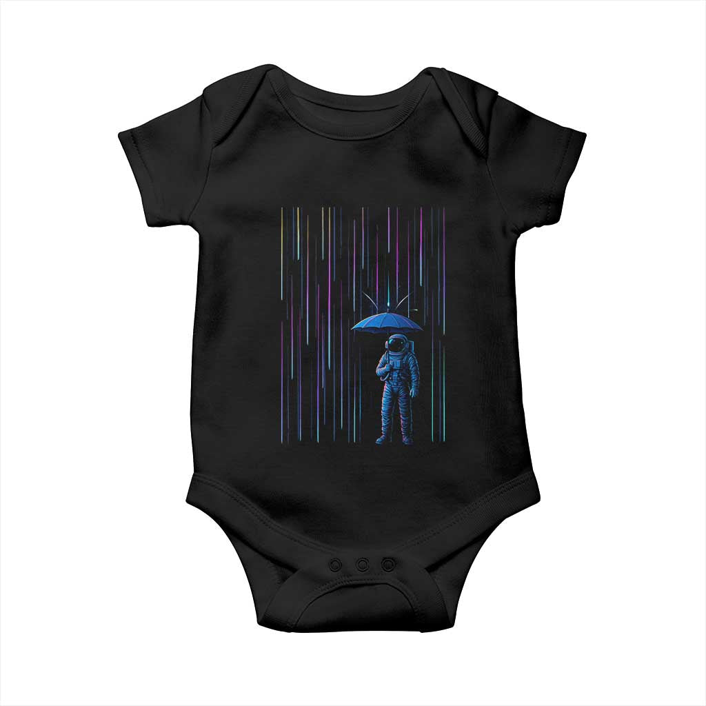 Perseid Meteor Shower Raining Astronaut With Umbrella Baby Onesie TS11 Black Print Your Wear
