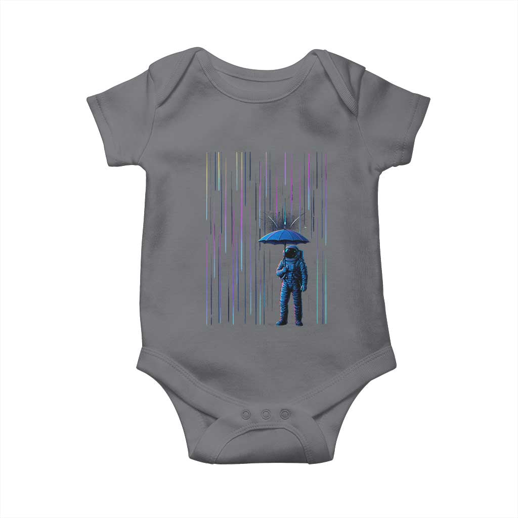 Perseid Meteor Shower Raining Astronaut With Umbrella Baby Onesie TS11 Charcoal Print Your Wear