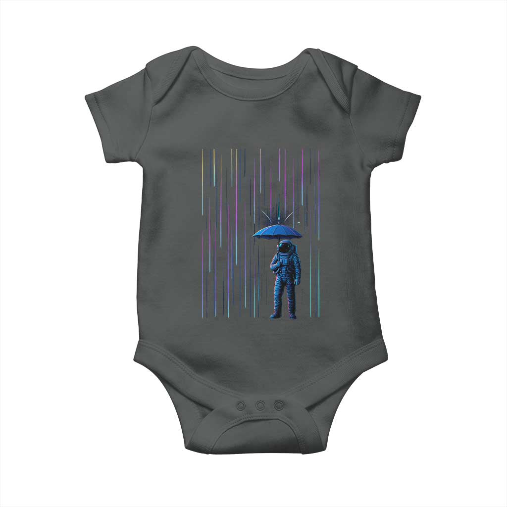 Perseid Meteor Shower Raining Astronaut With Umbrella Baby Onesie TS11 Dark Heather Print Your Wear