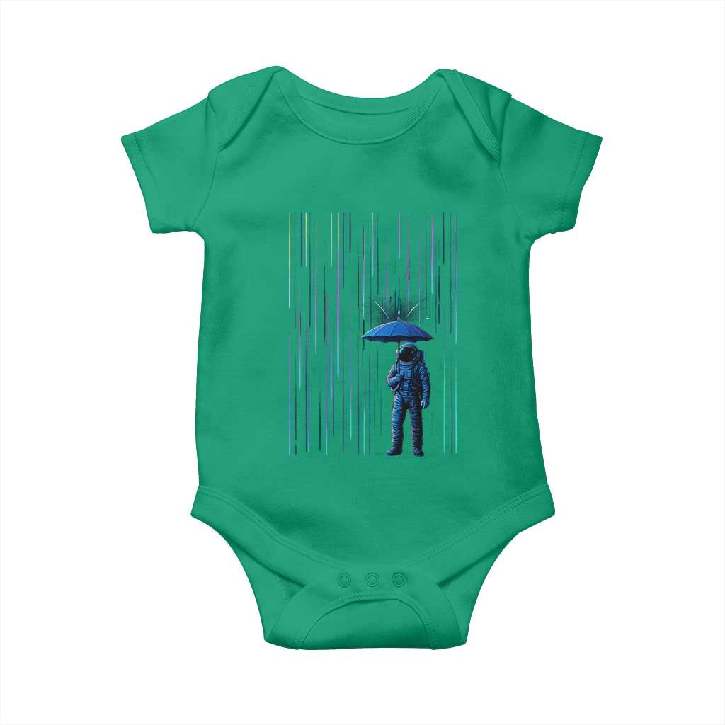 Perseid Meteor Shower Raining Astronaut With Umbrella Baby Onesie TS11 Irish Green Print Your Wear