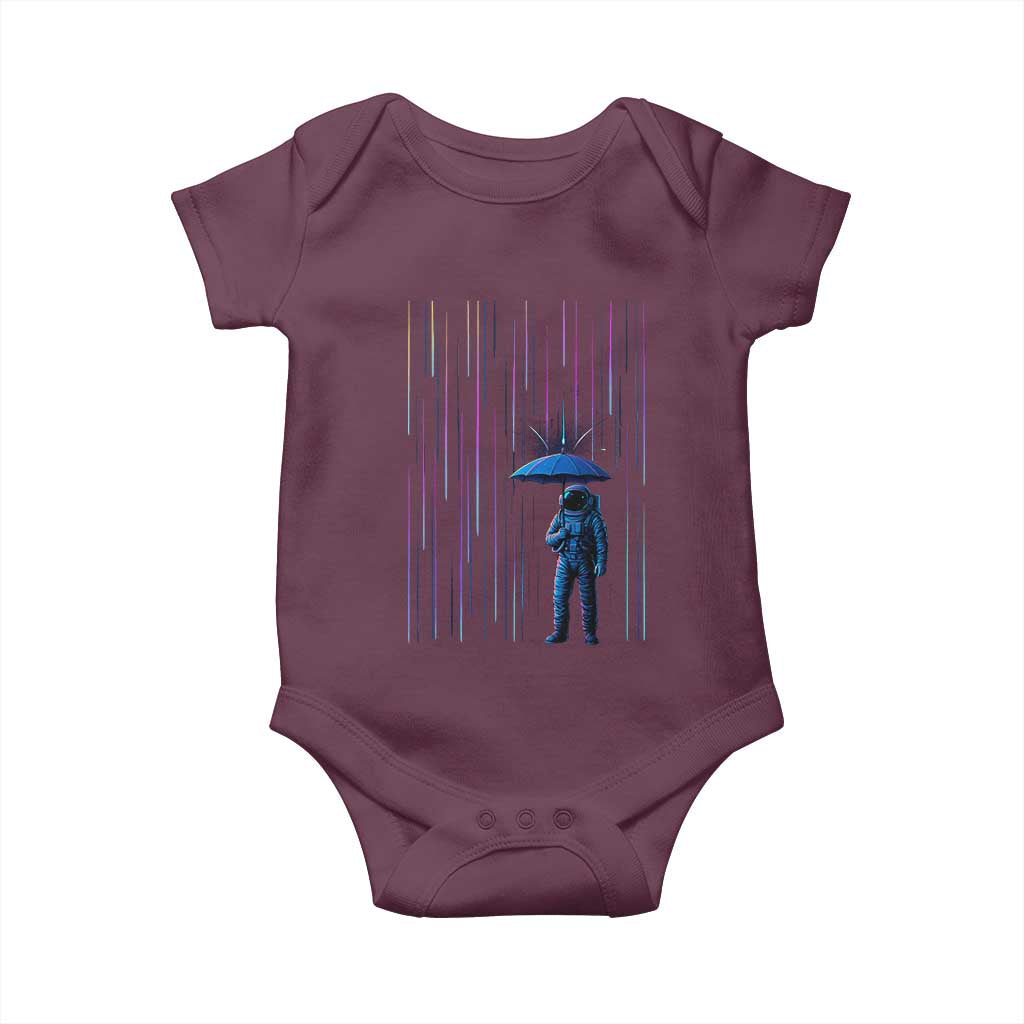 Perseid Meteor Shower Raining Astronaut With Umbrella Baby Onesie TS11 Maroon Print Your Wear
