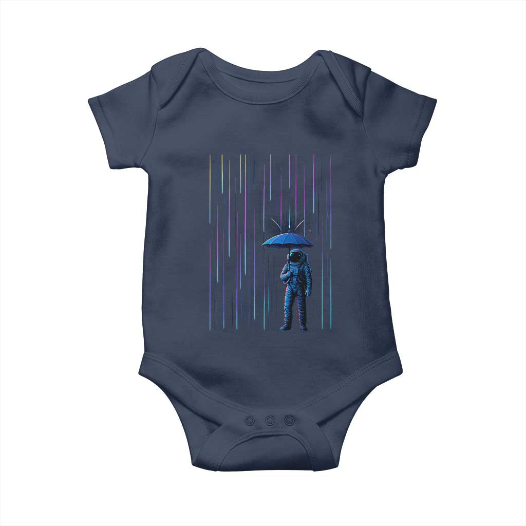 Perseid Meteor Shower Raining Astronaut With Umbrella Baby Onesie TS11 Navy Print Your Wear