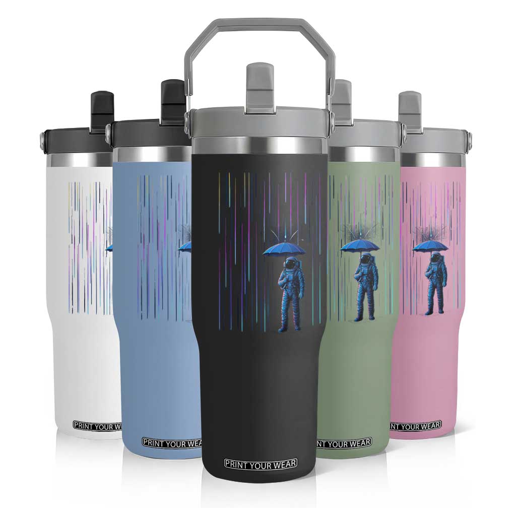 Perseid Meteor Shower Raining Astronaut With Umbrella Flip Straw Tumbler TS11 Print Your Wear