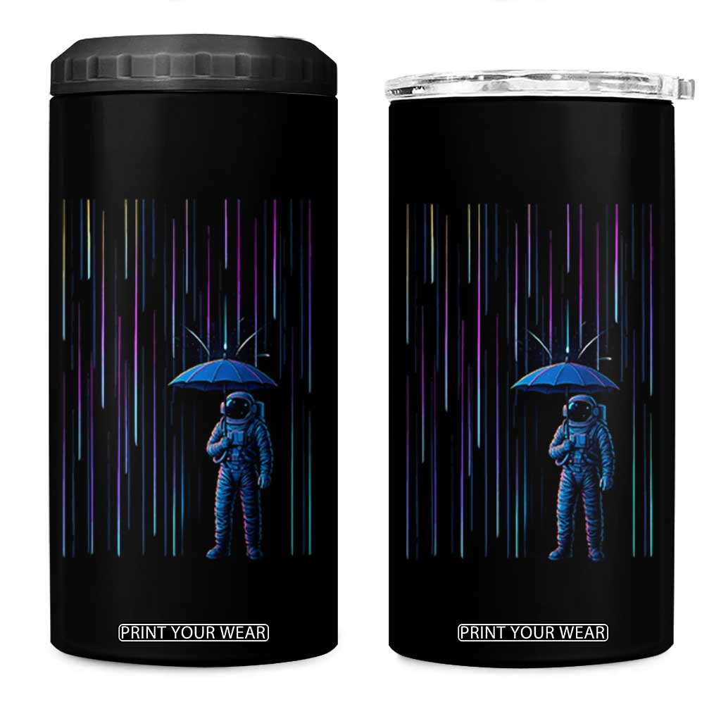 Perseid Meteor Shower Raining Astronaut With Umbrella 4 in 1 Can Cooler Tumbler TS11 One Size: 16 oz Black Print Your Wear