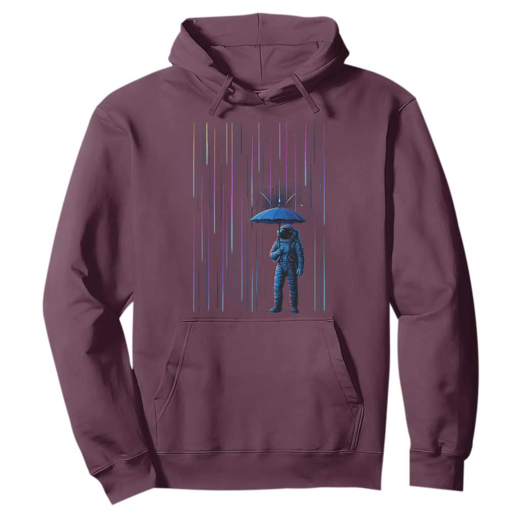 Perseid Meteor Shower Raining Astronaut With Umbrella Hoodie TS11 Maroon Print Your Wear
