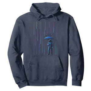 Perseid Meteor Shower Raining Astronaut With Umbrella Hoodie TS11 Navy Print Your Wear