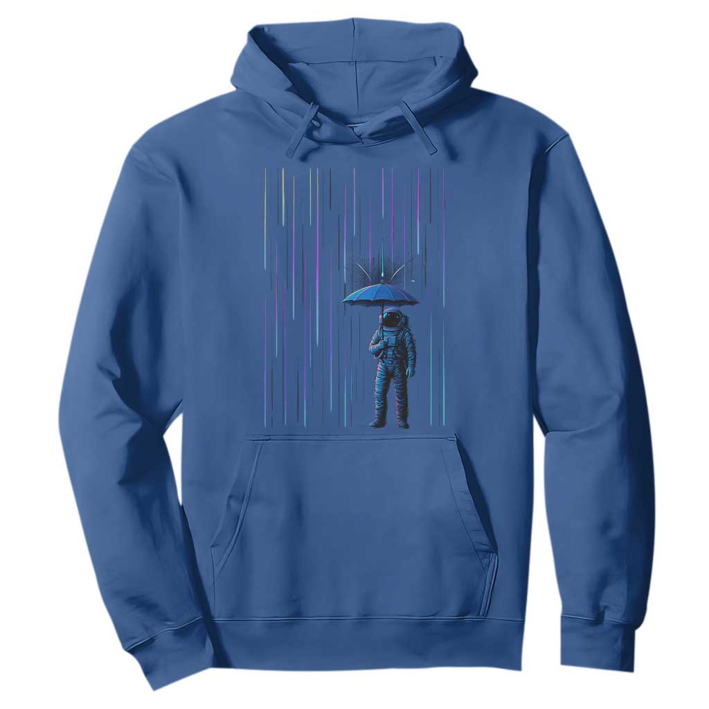 Perseid Meteor Shower Raining Astronaut With Umbrella Hoodie TS11 Royal Blue Print Your Wear