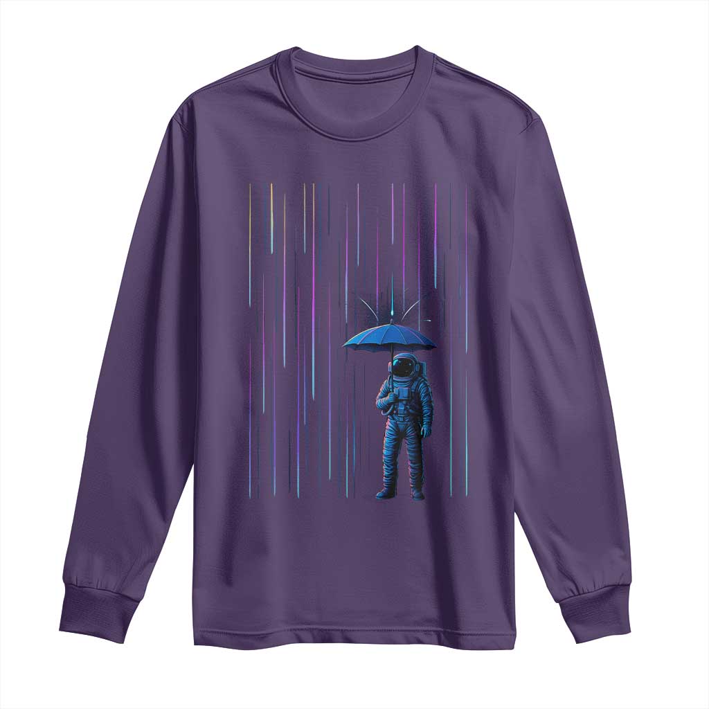 Perseid Meteor Shower Raining Astronaut With Umbrella Long Sleeve Shirt TS11 Purple Print Your Wear