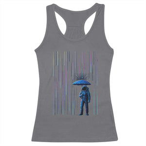 Perseid Meteor Shower Raining Astronaut With Umbrella Racerback Tank Top TS11 Charcoal Print Your Wear