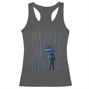 Perseid Meteor Shower Raining Astronaut With Umbrella Racerback Tank Top TS11 Dark Heather Print Your Wear