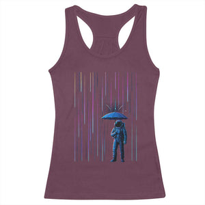 Perseid Meteor Shower Raining Astronaut With Umbrella Racerback Tank Top TS11 Maroon Print Your Wear