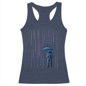 Perseid Meteor Shower Raining Astronaut With Umbrella Racerback Tank Top TS11 Navy Print Your Wear