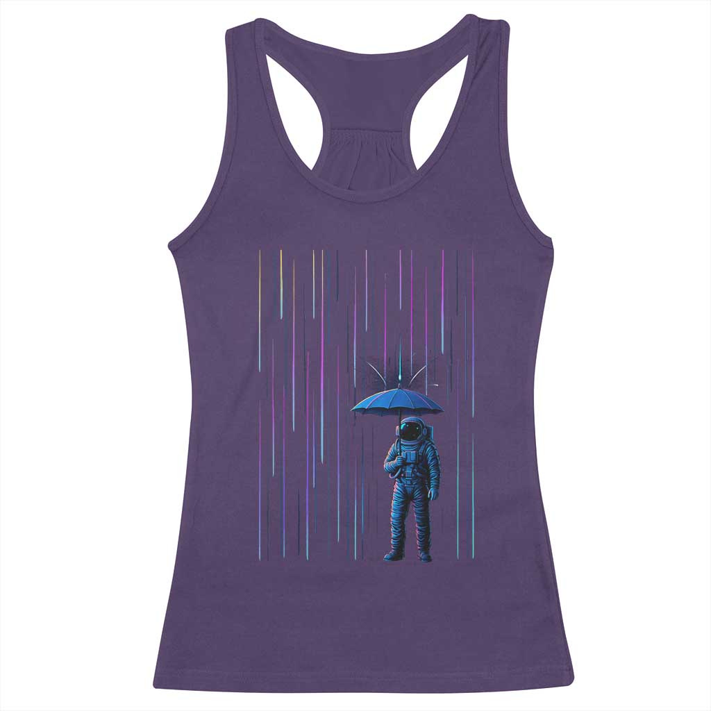 Perseid Meteor Shower Raining Astronaut With Umbrella Racerback Tank Top TS11 Purple Print Your Wear