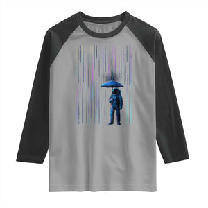 Perseid Meteor Shower Raining Astronaut With Umbrella Raglan Shirt TS11 Sport Gray Black Print Your Wear