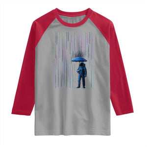 Perseid Meteor Shower Raining Astronaut With Umbrella Raglan Shirt TS11 Sport Gray Red Print Your Wear