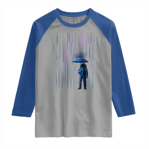Perseid Meteor Shower Raining Astronaut With Umbrella Raglan Shirt TS11 Sport Gray Royal Print Your Wear