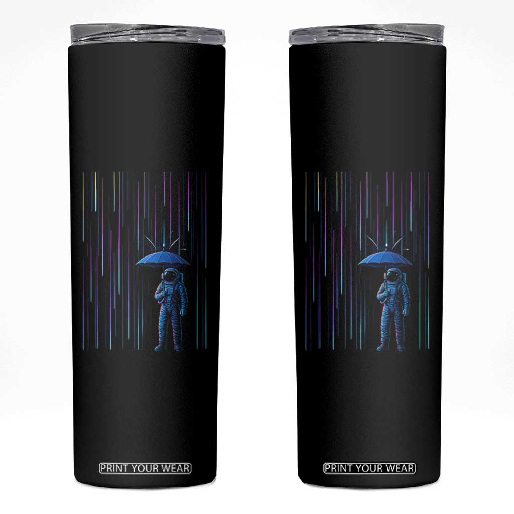 Perseid Meteor Shower Raining Astronaut With Umbrella Skinny Tumbler TS11 Black Print Your Wear