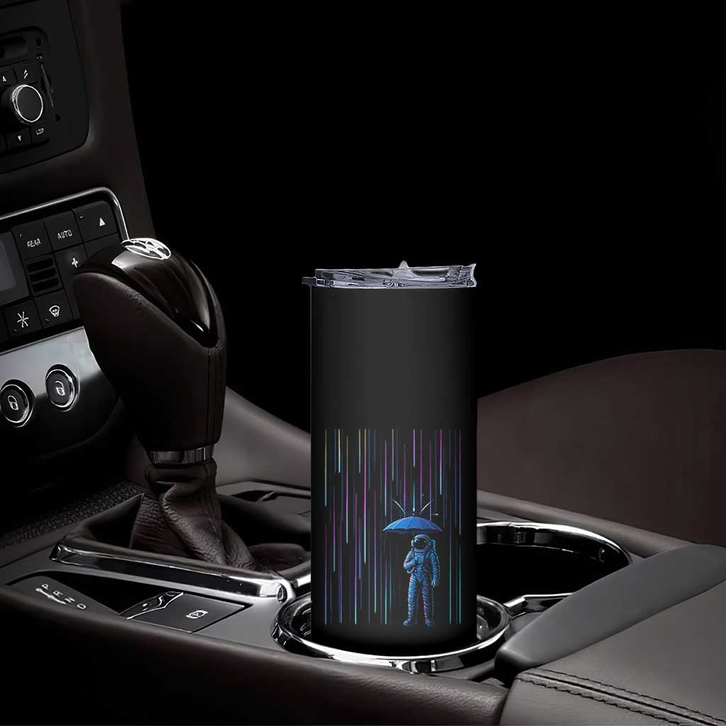 Perseid Meteor Shower Raining Astronaut With Umbrella Skinny Tumbler TS11 Print Your Wear