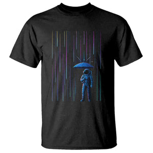Perseid Meteor Shower Raining Astronaut With Umbrella T Shirt TS11 Black Print Your Wear