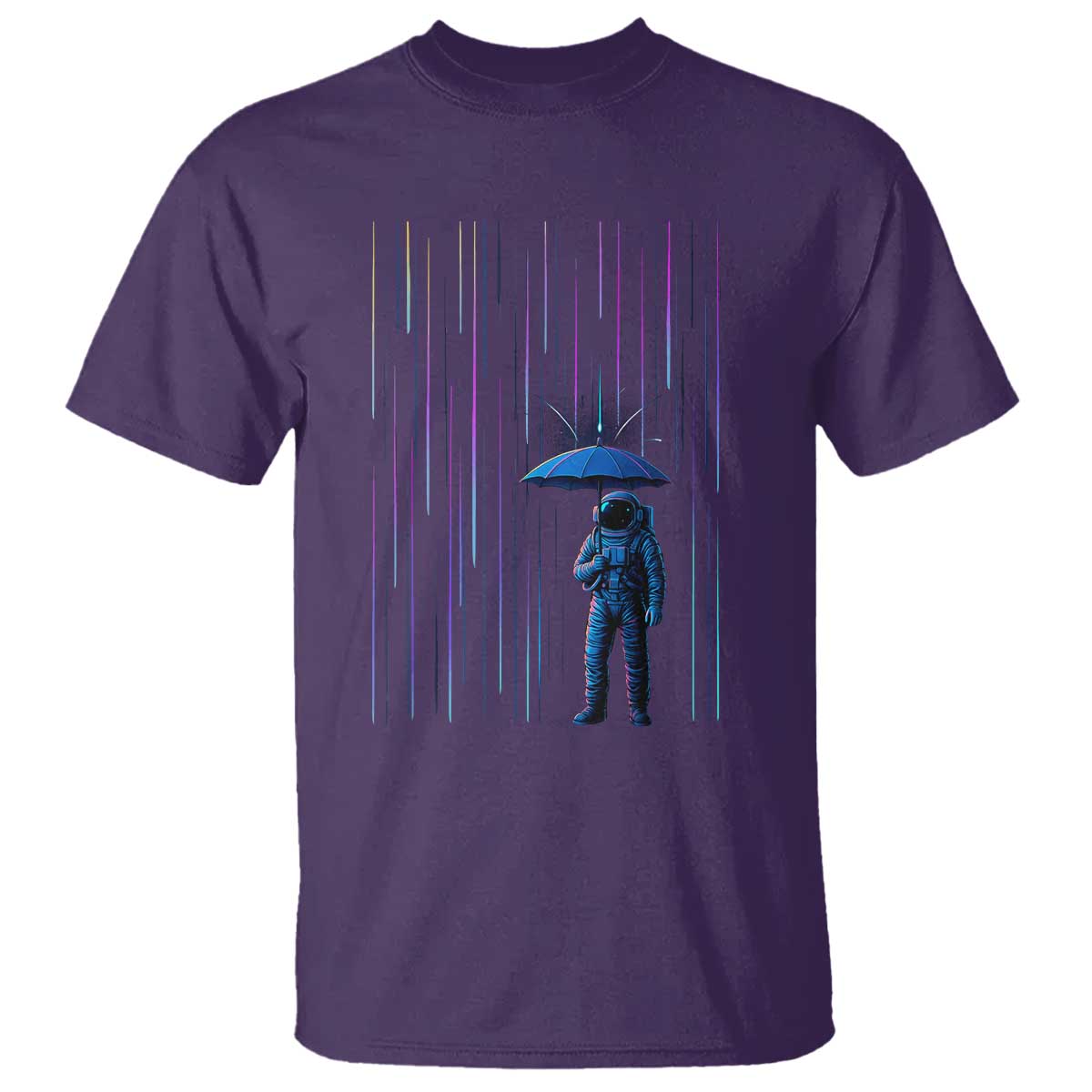 Perseid Meteor Shower Raining Astronaut With Umbrella T Shirt TS11 Purple Print Your Wear