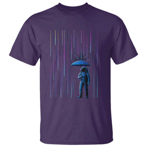 Perseid Meteor Shower Raining Astronaut With Umbrella T Shirt TS11 Purple Print Your Wear