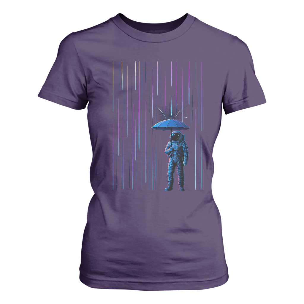 Perseid Meteor Shower Raining Astronaut With Umbrella T Shirt For Women TS11 Purple Print Your Wear