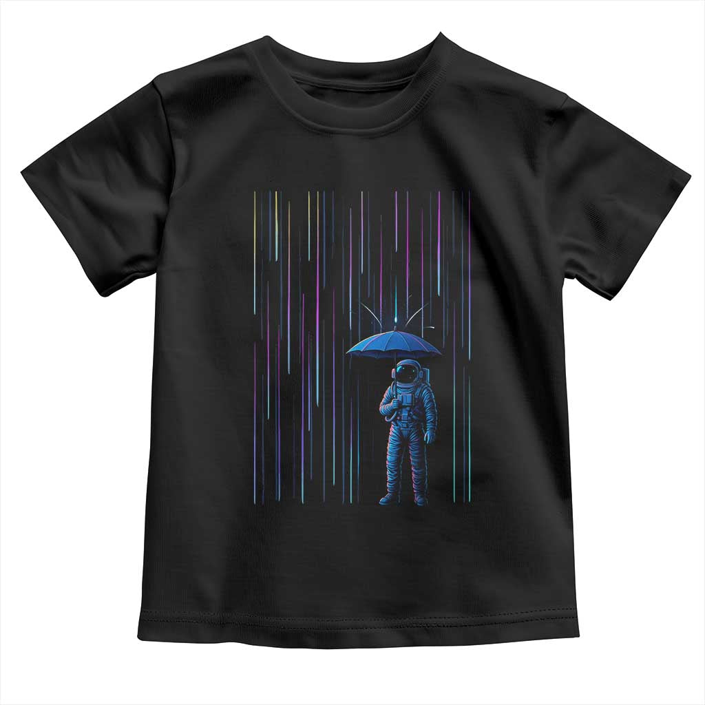 Perseid Meteor Shower Raining Astronaut With Umbrella Toddler T Shirt TS11 Black Print Your Wear