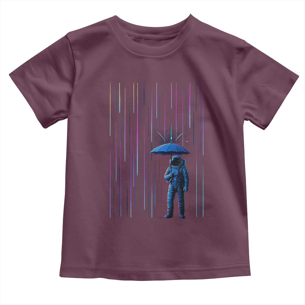 Perseid Meteor Shower Raining Astronaut With Umbrella Toddler T Shirt TS11 Maroon Print Your Wear