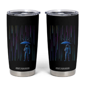 Perseid Meteor Shower Raining Astronaut With Umbrella Tumbler Cup TS11 Black Print Your Wear