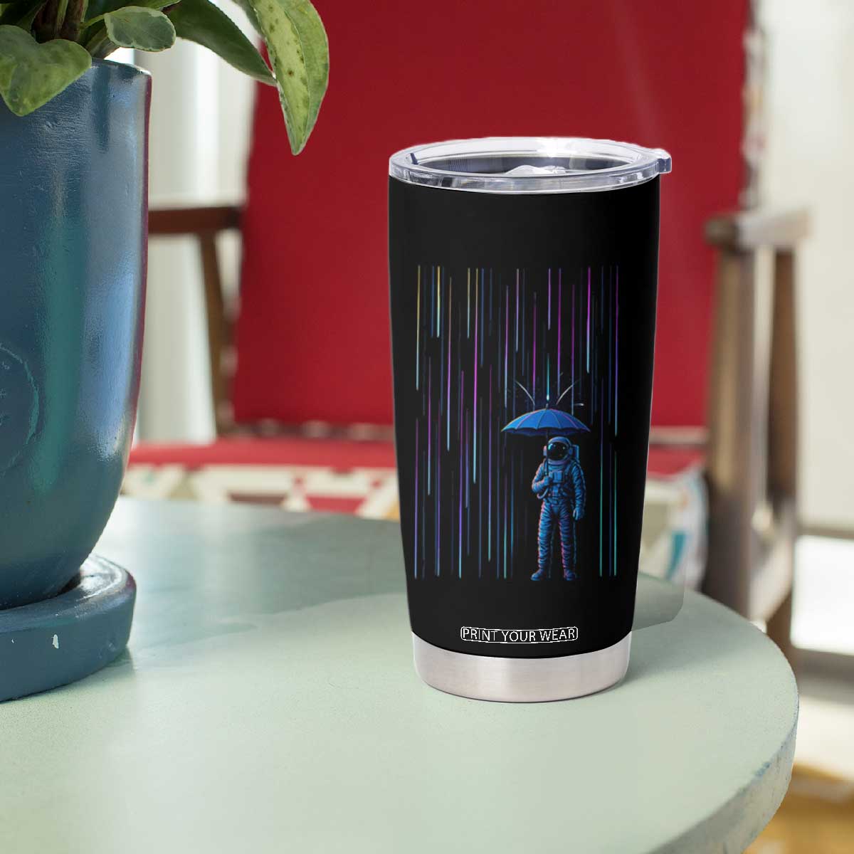 Perseid Meteor Shower Raining Astronaut With Umbrella Tumbler Cup TS11 Print Your Wear