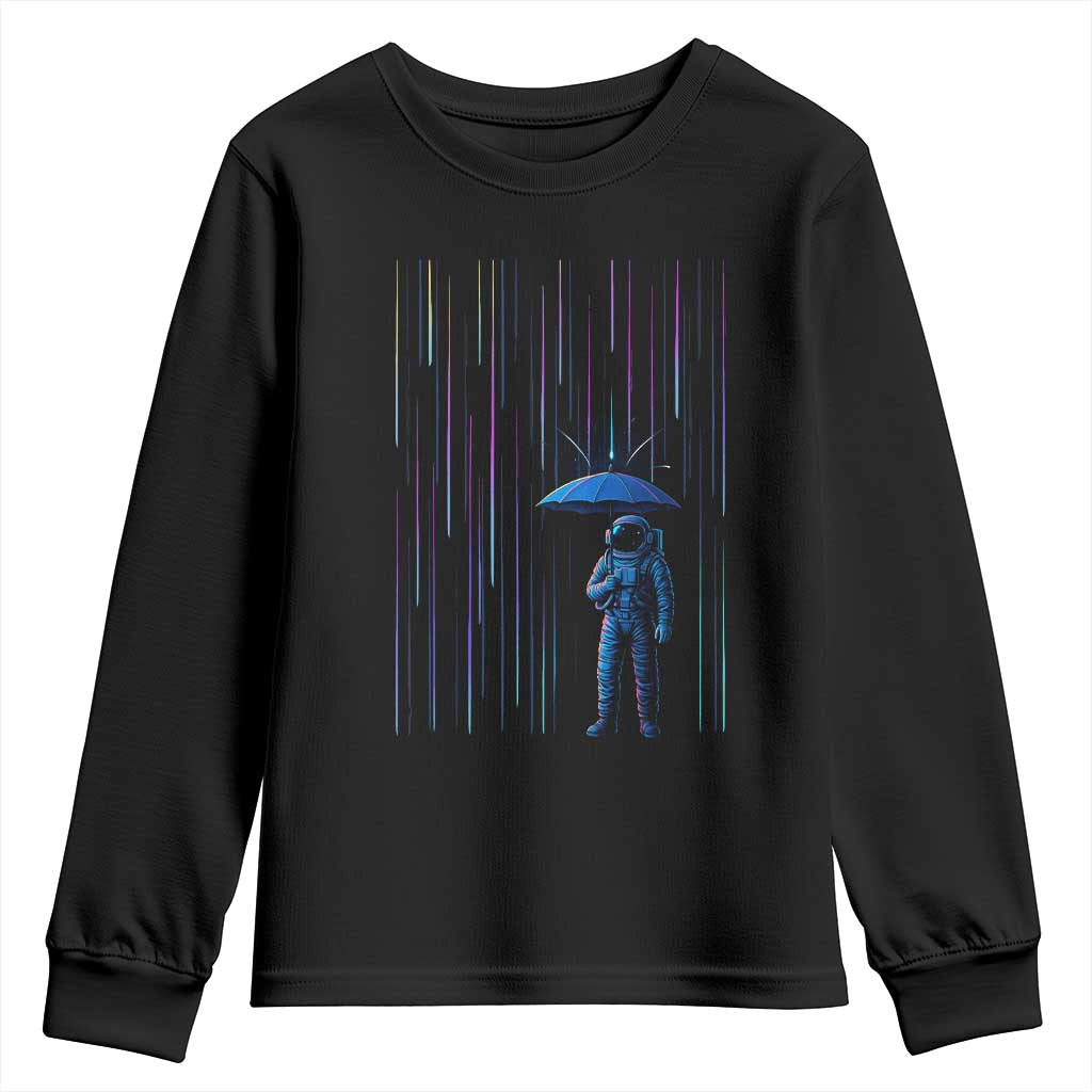 Perseid Meteor Shower Raining Astronaut With Umbrella Youth Sweatshirt TS11 Black Print Your Wear
